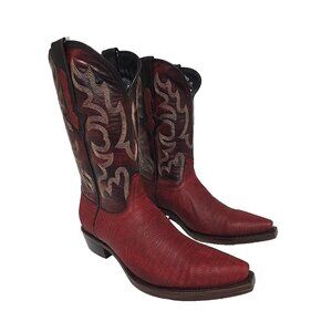Dingo Men's DI 107 The Duke Snip Leather Pull On Western Boot Cherry Size 9D